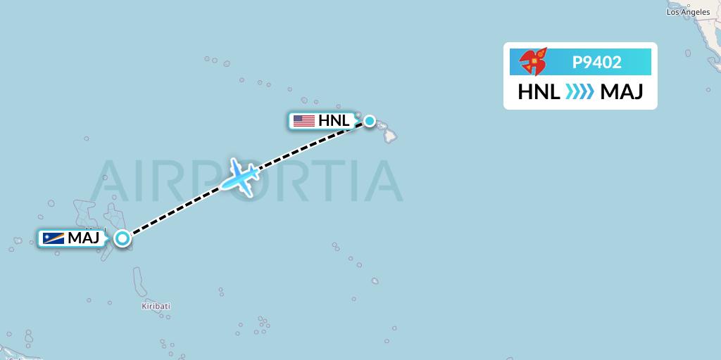 P9402 Asia Pacific Airlines Flight Map: Honolulu to Majuro