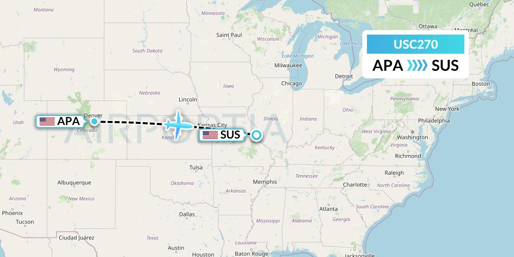 USC270 Airnet Express Flight Map: Denver to St. Louis