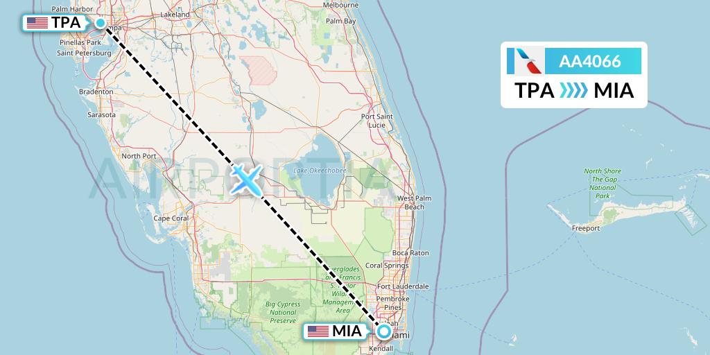 AA4066 American Airlines Flight Map: Tampa to Miami
