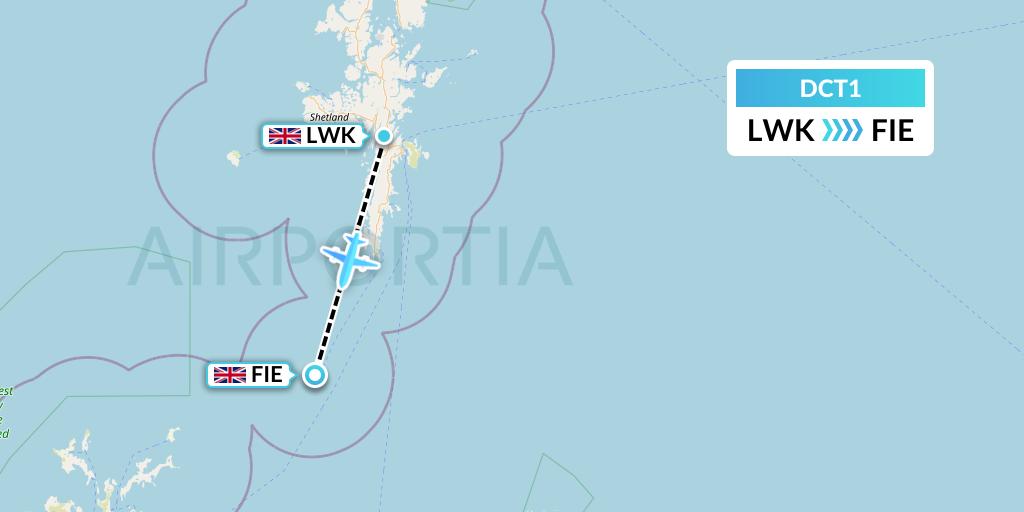DCT1 Directflight Flight Map: Lerwick to Fair Isle