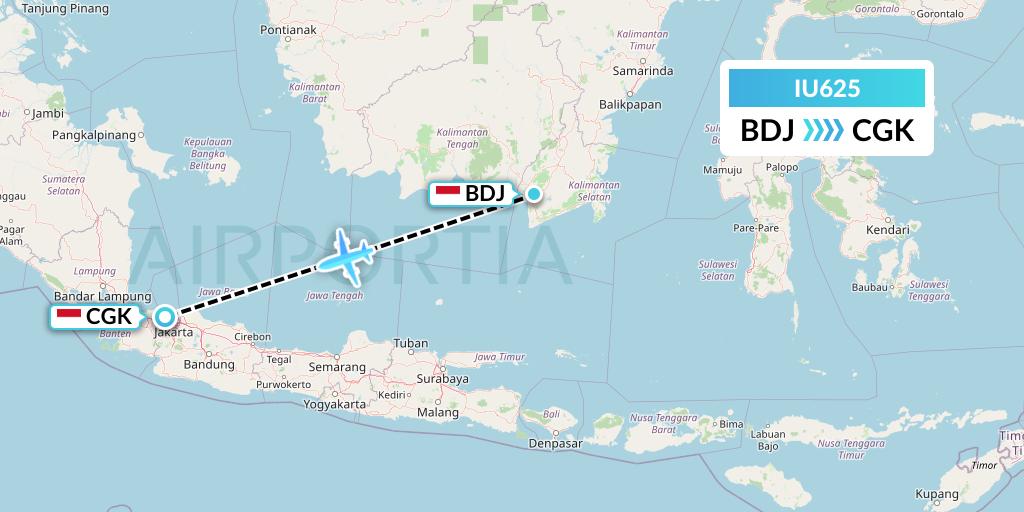 IU625 Pt. Super Air Jet Flight Map: Banjarmasin to Jakarta