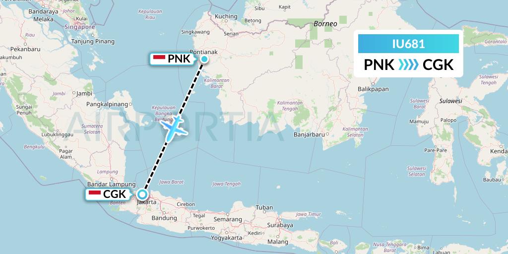 IU681 Pt. Super Air Jet Flight Map: Pontianak to Jakarta