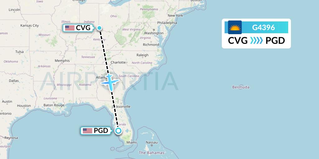 G4396 Allegiant Air Flight Map: Cincinnati to Punta Gorda