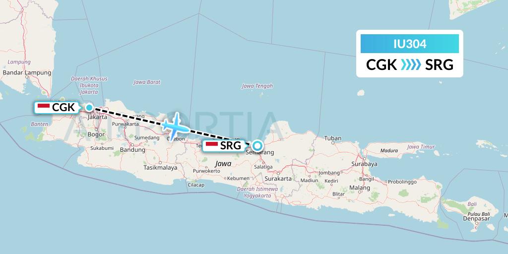 IU304 Pt. Super Air Jet Flight Map: Jakarta to Semarang