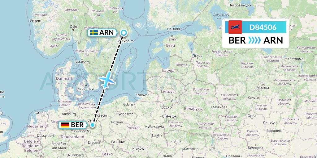 D84506 Norwegian Air International Flight Map: Berlin to Stockholm
