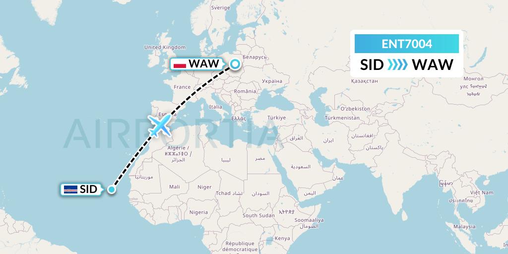 ENT7004 Enter Air Flight Map: Espargos to Warsaw