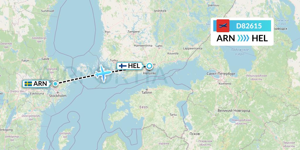 D82615 Norwegian Air International Flight Map: Stockholm to Helsinki
