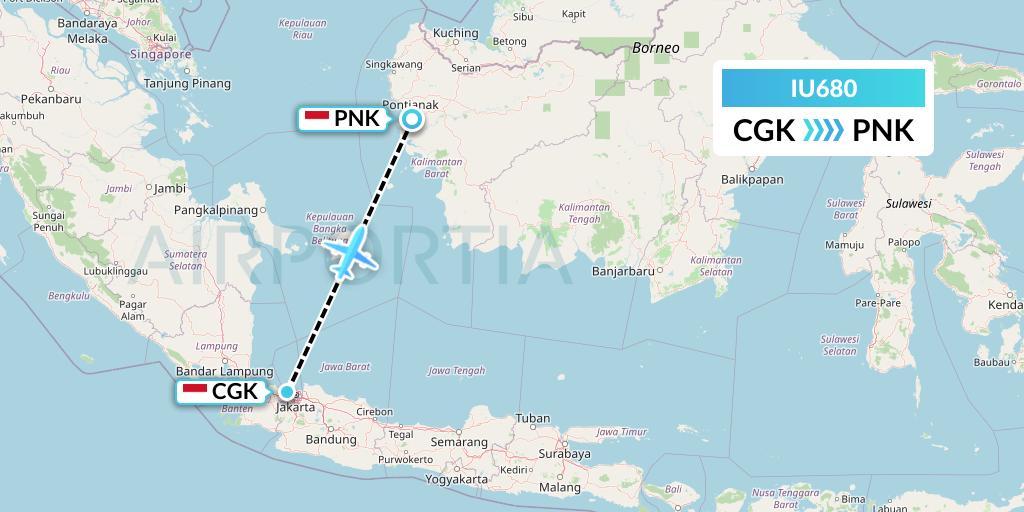 IU680 Pt. Super Air Jet Flight Map: Jakarta to Pontianak