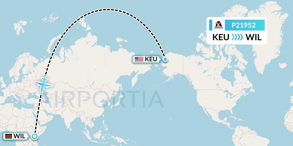 P21952 Airkenya Express Flight Map: Kelly Bar to Nairobi