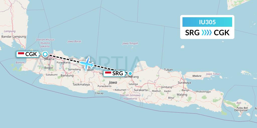 IU305 Pt. Super Air Jet Flight Map: Semarang to Jakarta