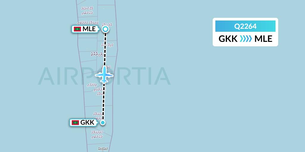 Q2264 Maldivian Flight Map: Kooddoo Island to Male