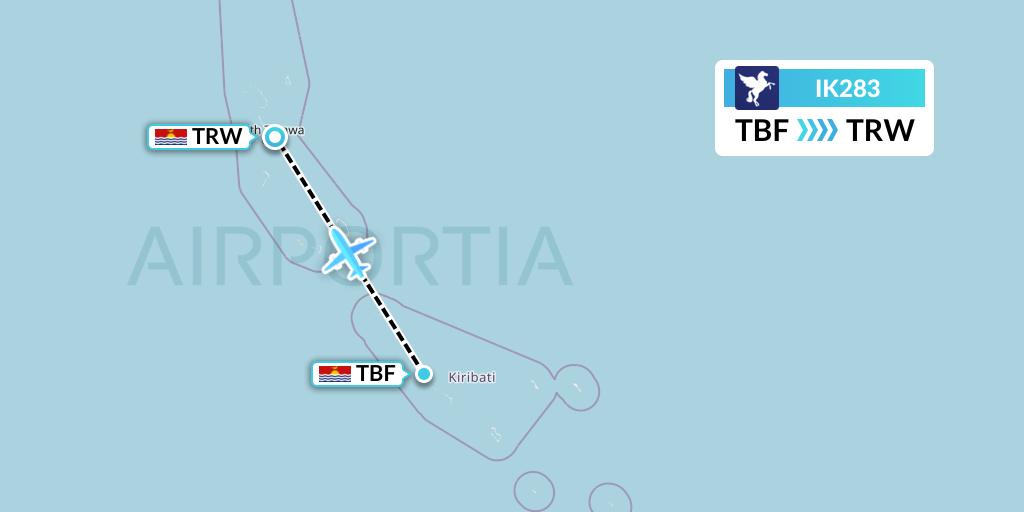 IK283 Air Kiribati Flight Map: Kiribati to Tarawa