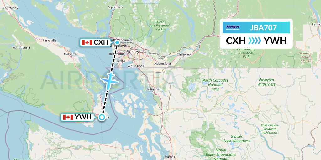 JBA707 Helijet International Flight Map: Vancouver to Victoria