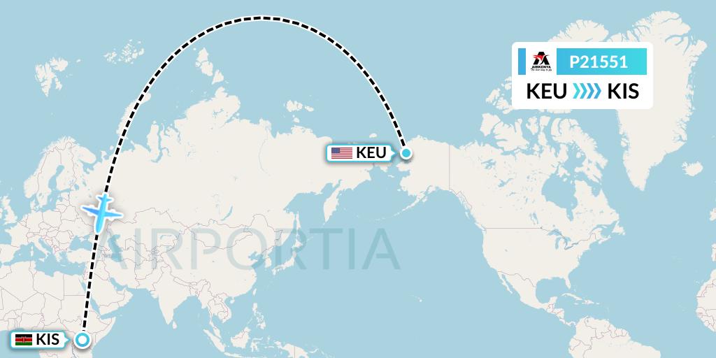 P21551 Airkenya Express Flight Map: Kelly Bar to Kisumu