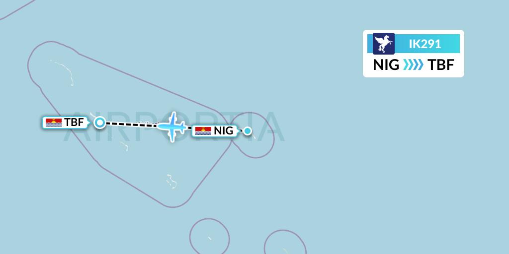IK291 Air Kiribati Flight Map: Nikunau to Kiribati