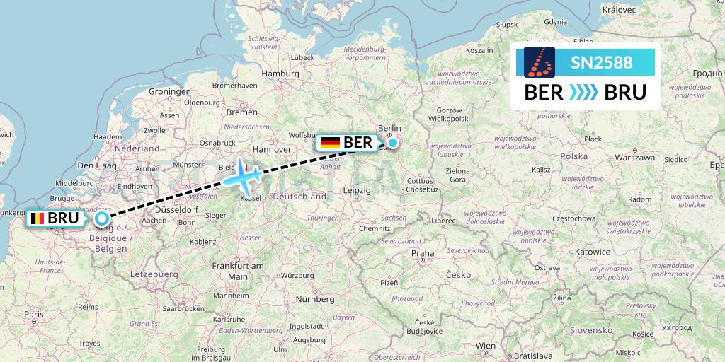 SN2588 Brussels Airlines Flight Map: Berlin to Brussels