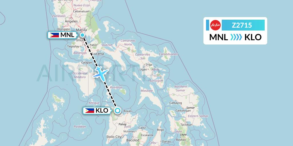 Z2715 Philippines AirAsia Flight Map: Manila to Kalibo
