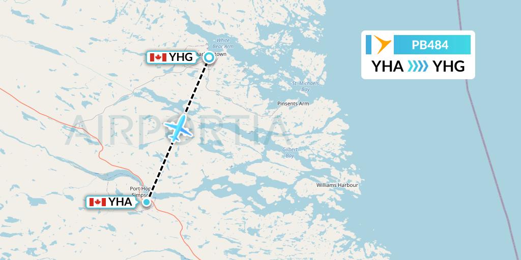 PB484 PAL Airlines Flight Map: Port Hope Simpson to Charlottetown