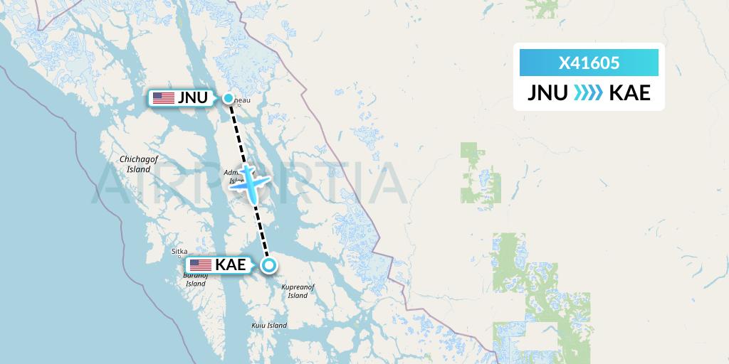 X41605 Air Excursions Flight Map: Juneau to Kake