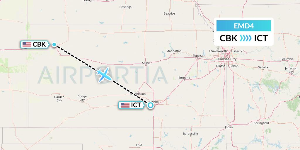 EMD4 Eaglemed Flight Map: Colby to Wichita