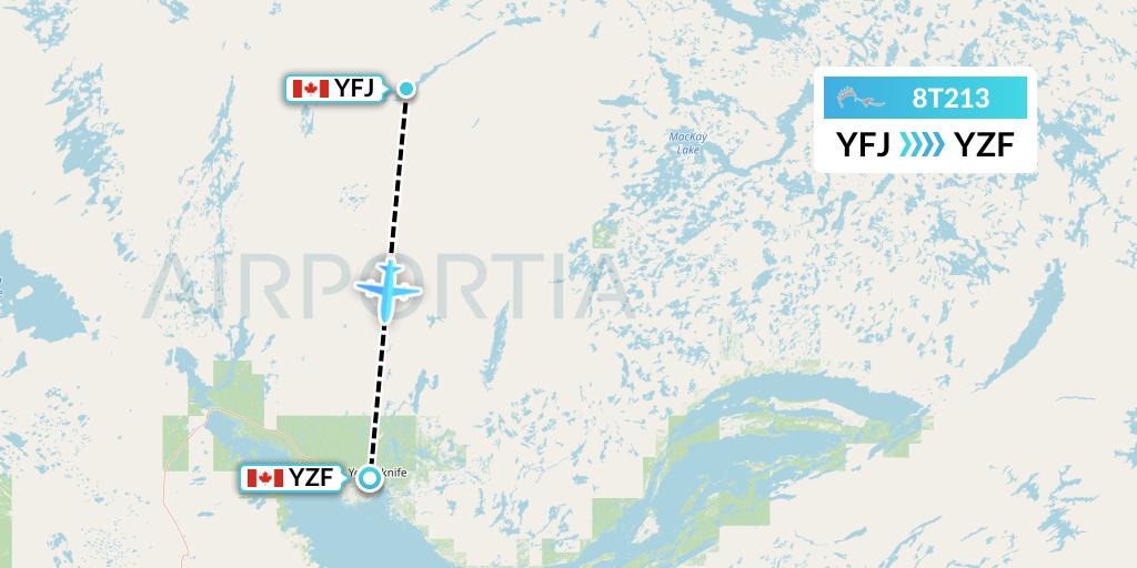 8T213 Air Tindi Flight Map: Snare Lake to Yellowknife