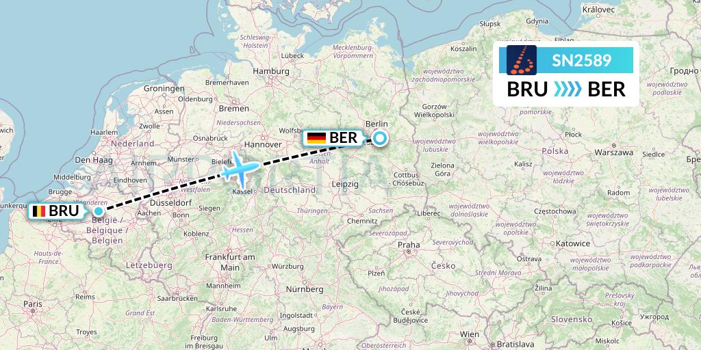 SN2589 Brussels Airlines Flight Map: Brussels to Berlin