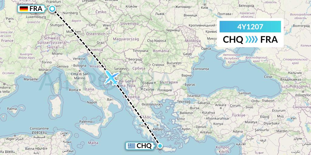 4Y1207 Eurowings Discover Flight Map: Chania to Frankfurt
