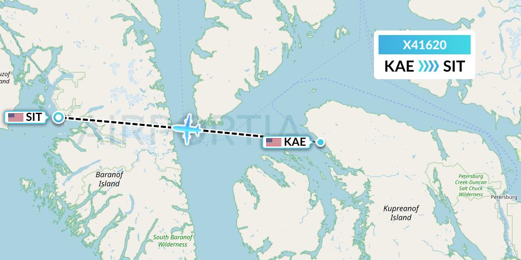 X41620 Air Excursions Flight Map: Kake to Sitka