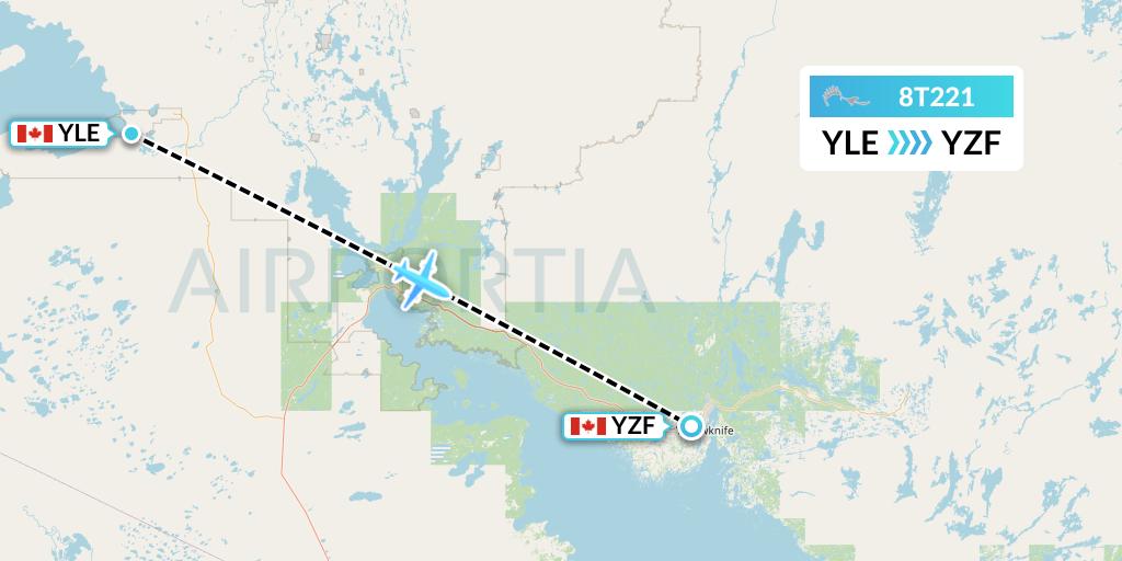8T221 Air Tindi Flight Map: Whati to Yellowknife