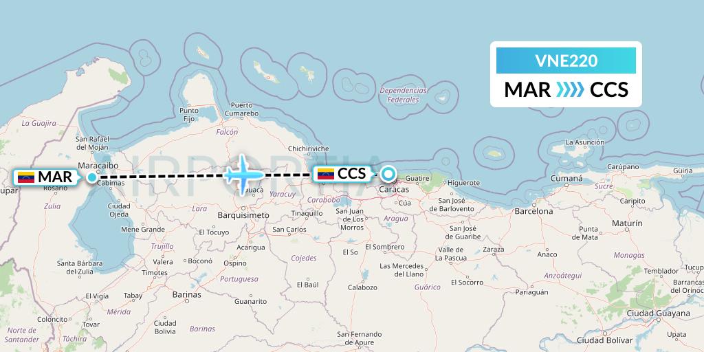 VNE220 Venezolana Flight Map: Maracaibo to Caracas