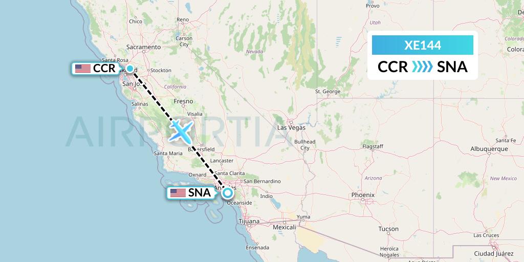 XE144 Jsx Flight Map: Concord to Orange County
