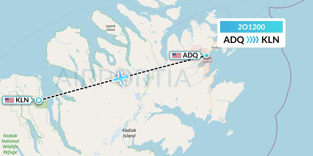 2O1200 Island Air Service Flight Map: Kodiak to Larsen Bay