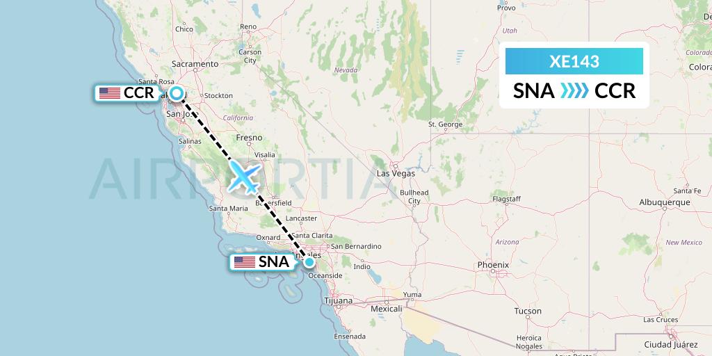 XE143 Jsx Flight Map: Orange County to Concord