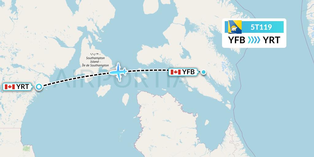 5T119 Canadian North Flight Map: Iqaluit to Rankin Inlet