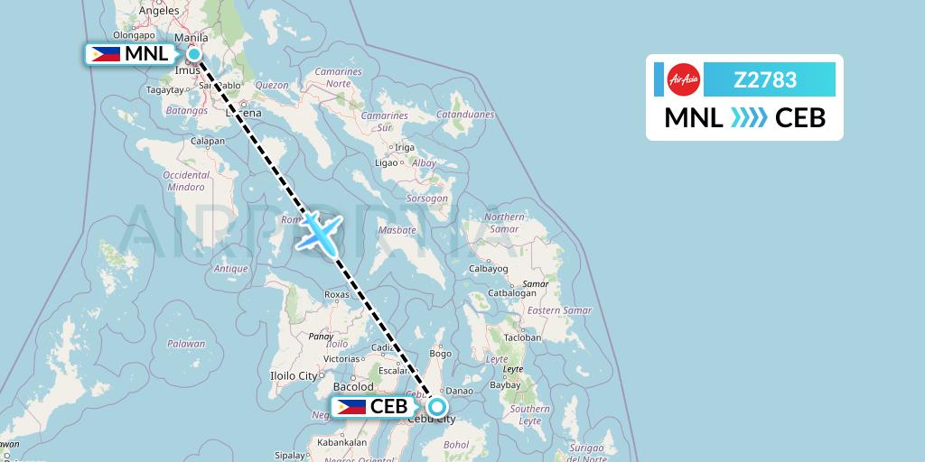 Z2783 Philippines AirAsia Flight Map: Manila to Cebu