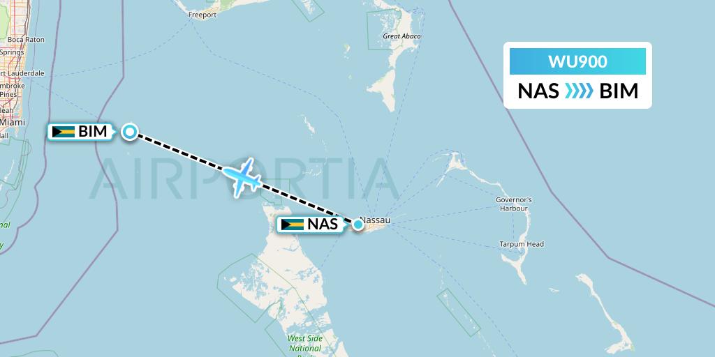 WU900 Western Air Flight Map: Nassau to South Bimini