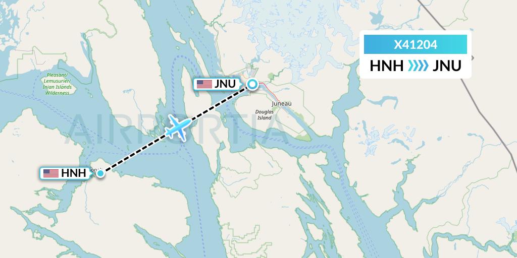 X41204 Air Excursions Flight Map: Hoonah to Juneau