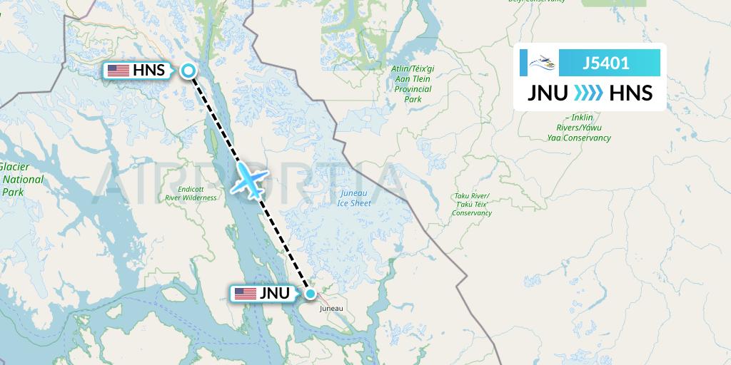 J5401 Alaska Seaplane Service Flight Map: Juneau to Haines