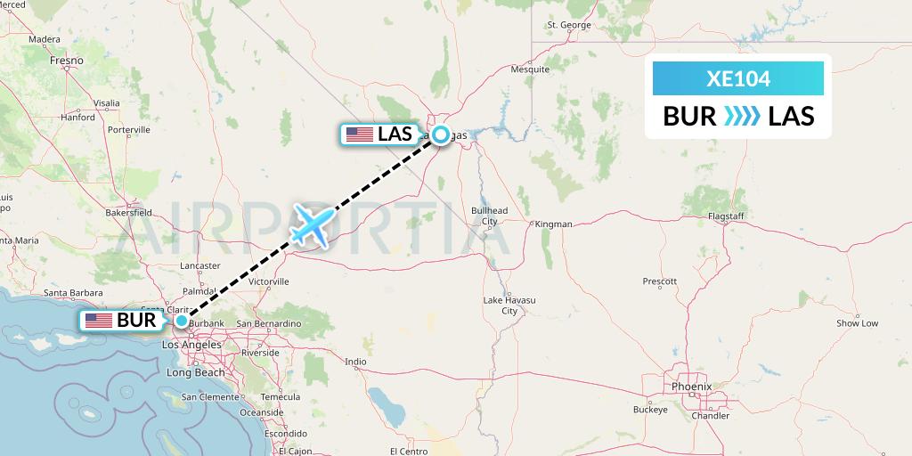 XE104 Jsx Flight Map: Burbank to Las Vegas