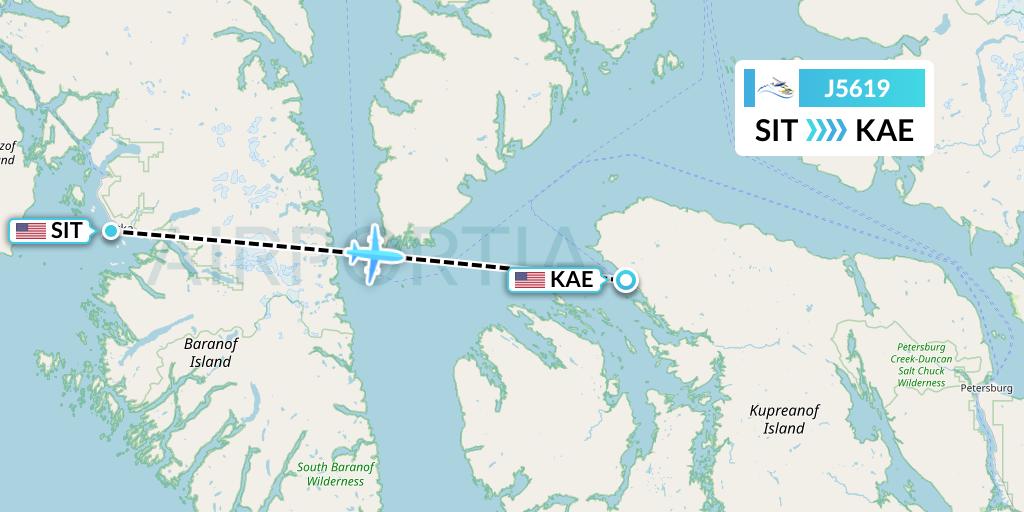 J5619 Alaska Seaplane Service Flight Map: Sitka to Kake