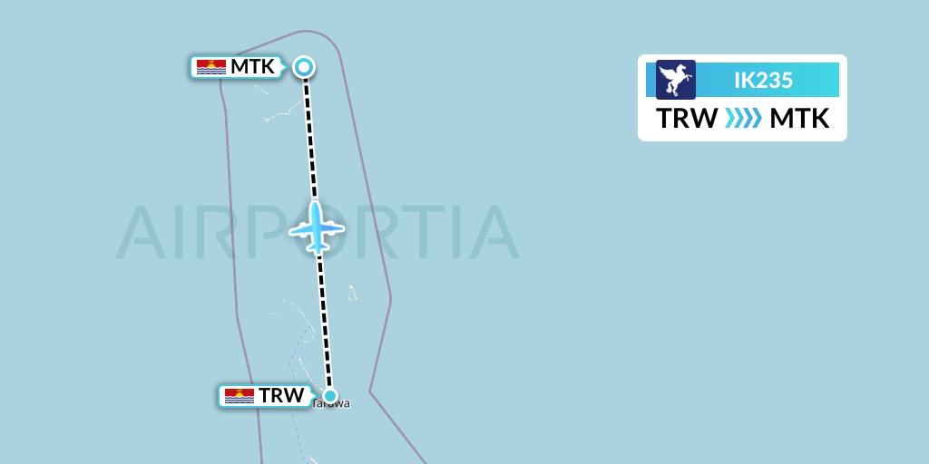 IK235 Air Kiribati Flight Map: Tarawa to Makin Island