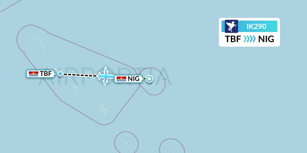 IK290 Air Kiribati Flight Map: Kiribati to Nikunau