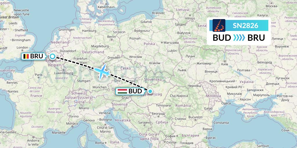 SN2826 Brussels Airlines Flight Map: Budapest to Brussels
