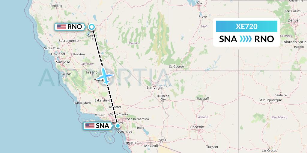 XE720 Jsx Flight Map: Orange County to Reno