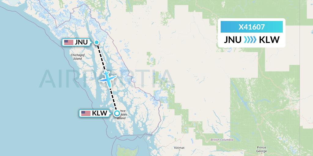 X41607 Air Excursions Flight Map: Juneau to Klawock