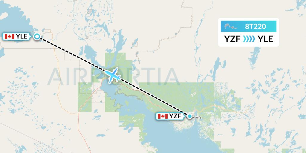 8T220 Air Tindi Flight Map: Yellowknife to Whati