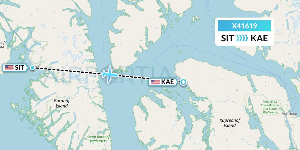 X41619 Air Excursions Flight Map: Sitka to Kake