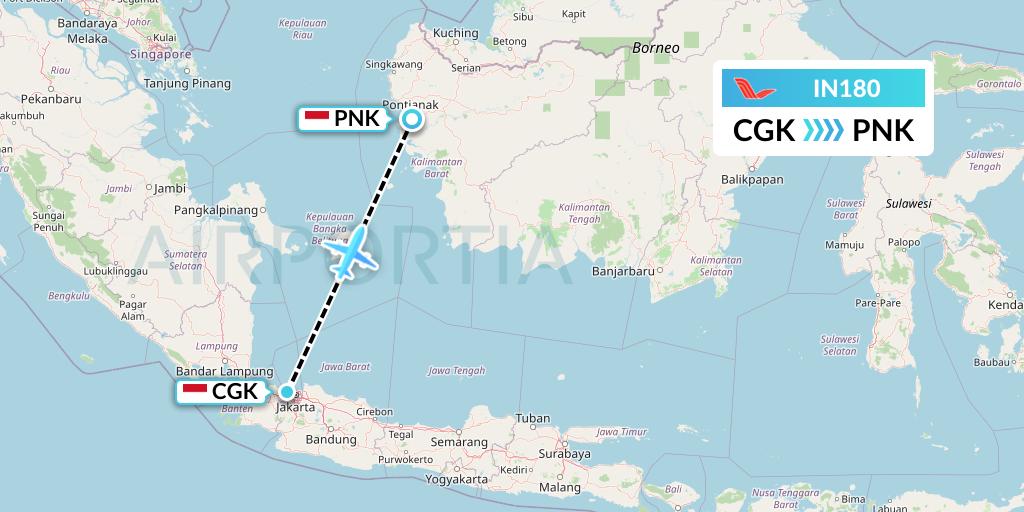 IN180 NAM Air Flight Map: Jakarta to Pontianak