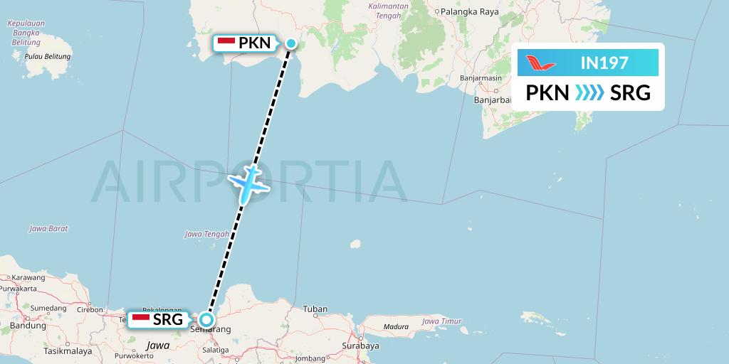 IN197 NAM Air Flight Map: Pangkalan Bun to Semarang