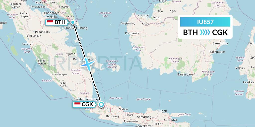 IU857 Pt. Super Air Jet Flight Map: Batam to Jakarta